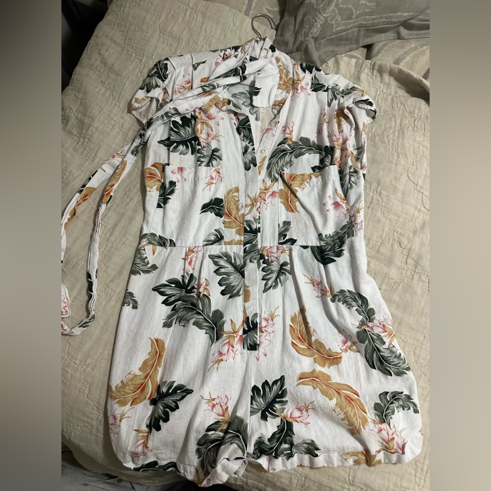 Tropical linen romper